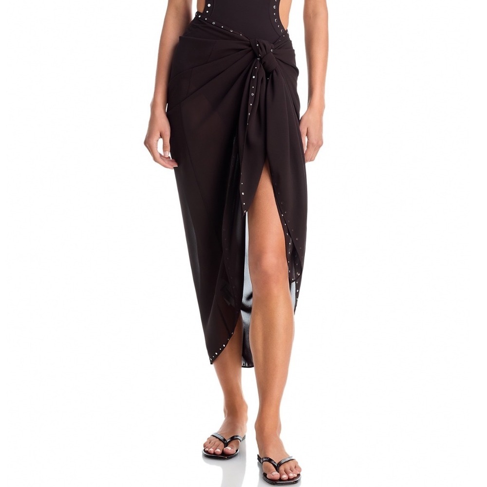 STAUD Inlet Sarong Swim Cover-Up Espresso Studded Brown OS S26P5108CH NWT